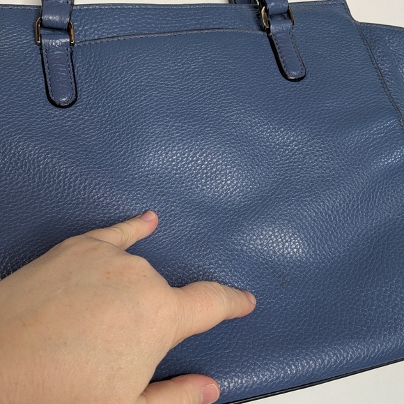 Kate Spade Blue Pebbled Leather Satchel Tote Bag - Picture 9 of 16